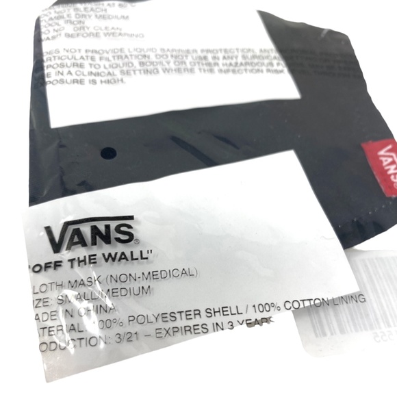 VANS Fabric Face Mask Black Reusable Washable Not Medical ALSU01555 - Picture 6 of 6